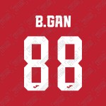 B.Gan 88 (Official Name and Number Printing for Selangor Home Shirt)